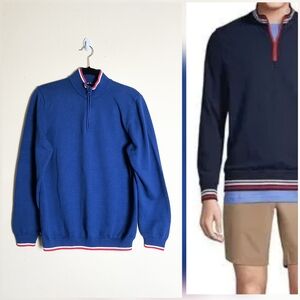 Brooks Brother Fleece Men's Blue Half-Zip Sweater Size Junior XL Casual